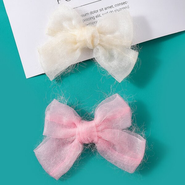 

2pcs Girls Bow Knot Hair Clip, Multicolor