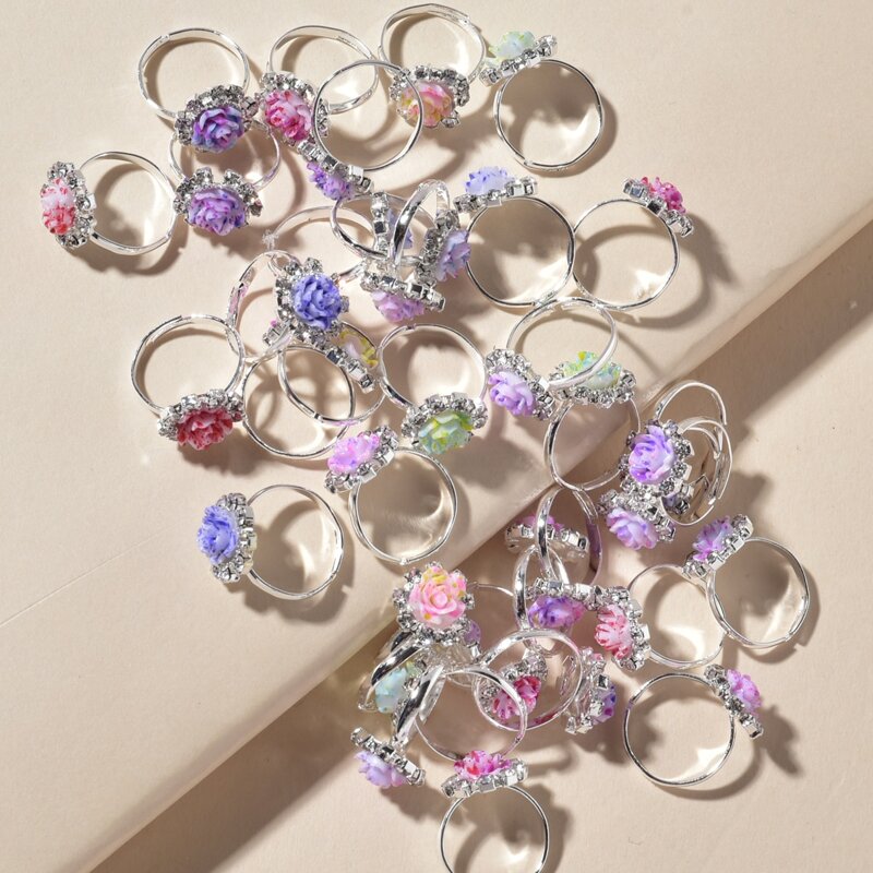 

36pcs Flower Design Ring, Multicolor