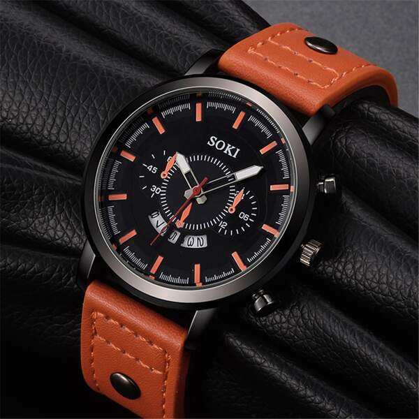 

Men Round Pointer Date Quartz Watch