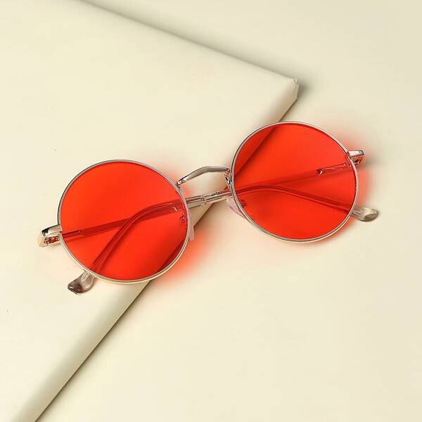 

Toddler Kids Round Frame Sunglasses, Red