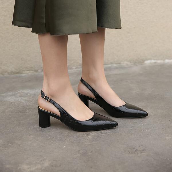 

Croc Graphic Slingback Pumps, Black