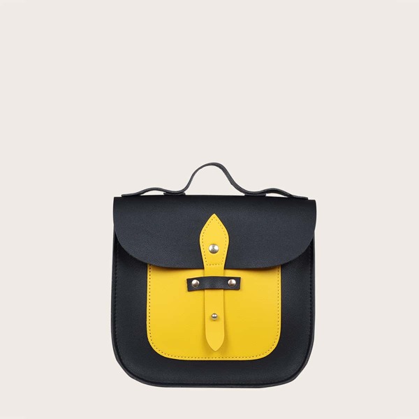 

Kids Two Tone Flap Backpack, Black