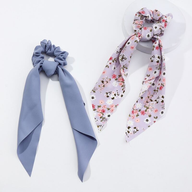 

2pcs Flower Print Hair Tie, Multicolor