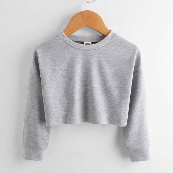 

Toddler Girls Drop Shoulder Solid Sweatshirt, Grey