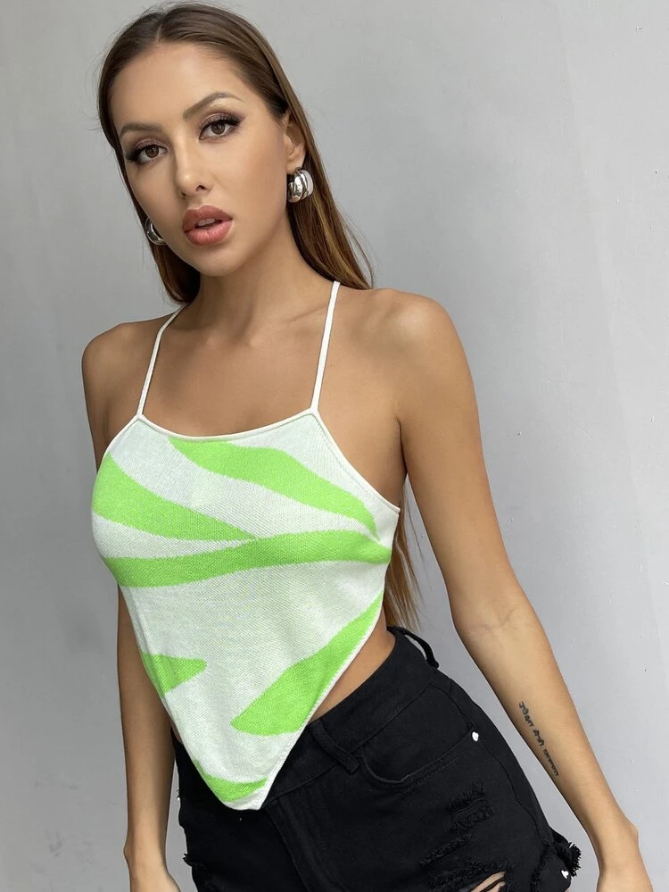 Amarrado Cruzado Abrir voltar Bandana Tops de malha