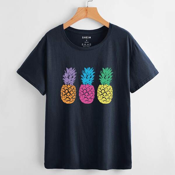

Pineapple Print Short Sleeve Tee, Navy blue