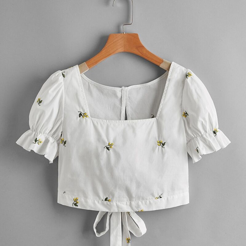 

Ditsy Floral Tie Back Blouse, White