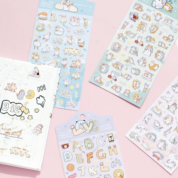 

1sheet Cartoon Graphic Random Sticker, Multicolor
