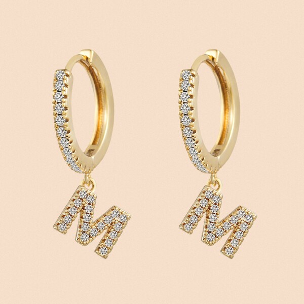 

Letter Decor Drop Earrings, Gold
