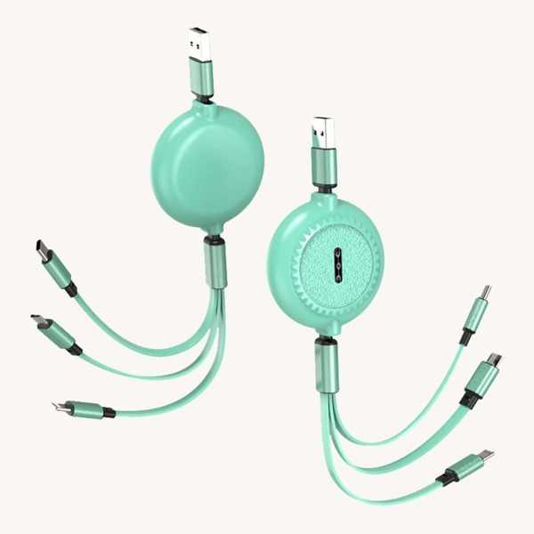 

3 In 1 Retractable Fast Charging Data Cable, Green