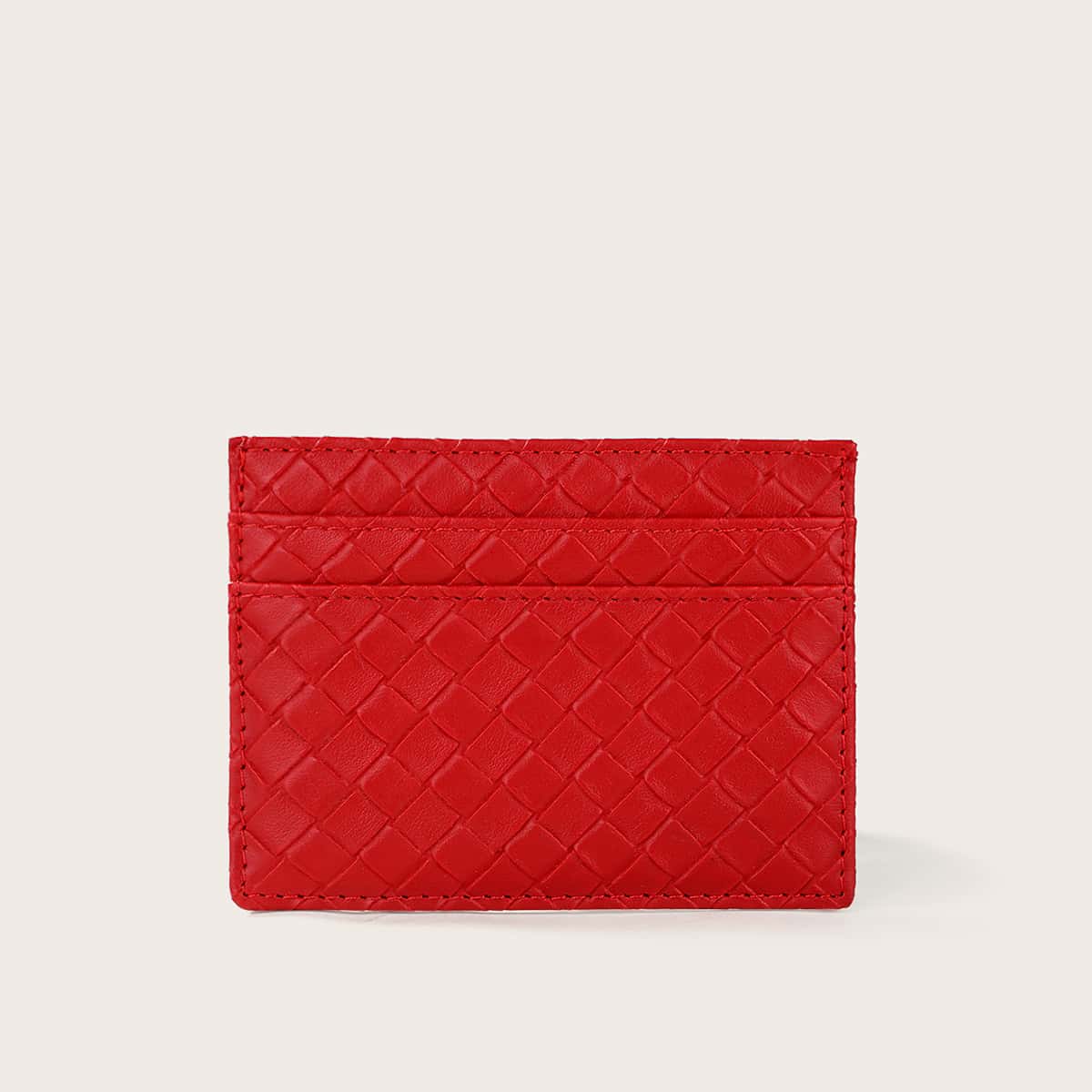 

Solid Weave Card Holder, Red