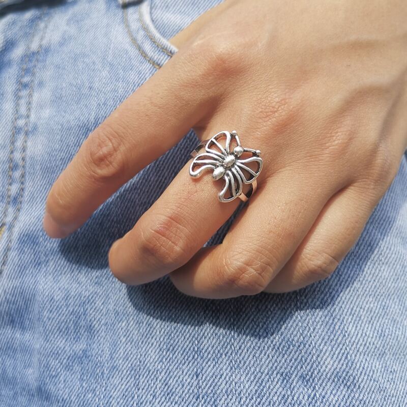 

1pc Butterfly Design Ring, Silver