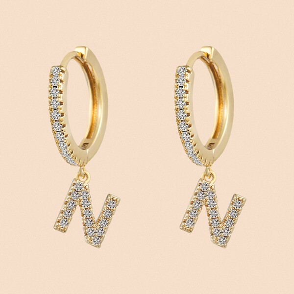 

Letter Decor Drop Earrings, Gold