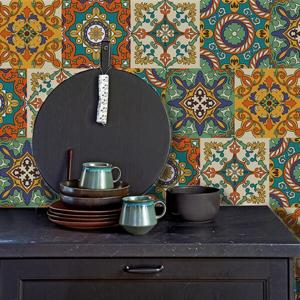 

1sheet Moroccan Pattern Wall Sticker, Multicolor