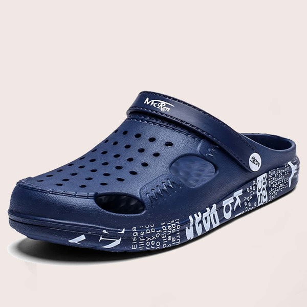 

Мужские кроксы с текстовым принтом, Синий