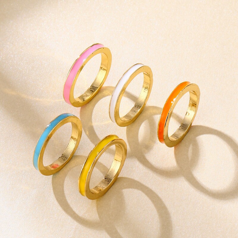 

5pcs Minimalist Ring, Multicolor