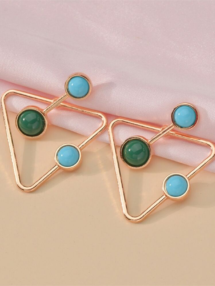 Geo Decor Earring Jackets - Yellow Gold - View 3