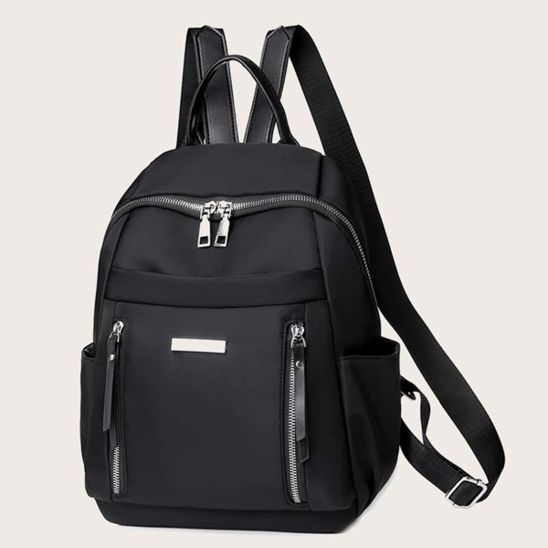 

Dual Zip Front Backpack, Black