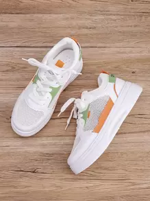 Sneakers mit Mesh Einsatz - Weiss - Übersicht 1
