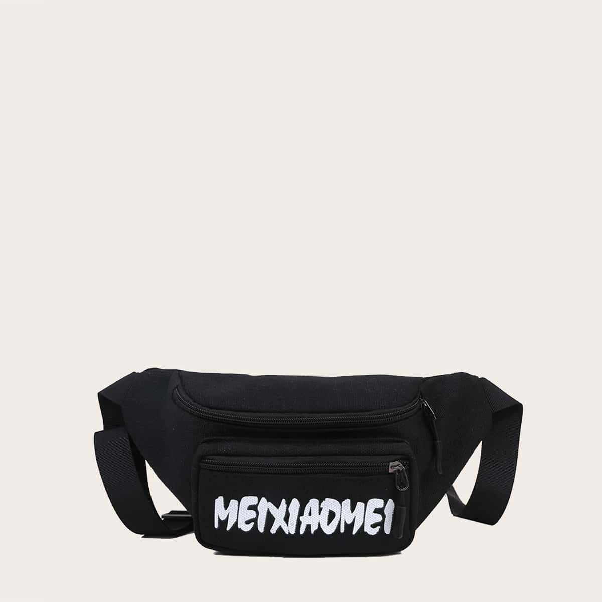 

Letter Graphic Fanny Pack, Black