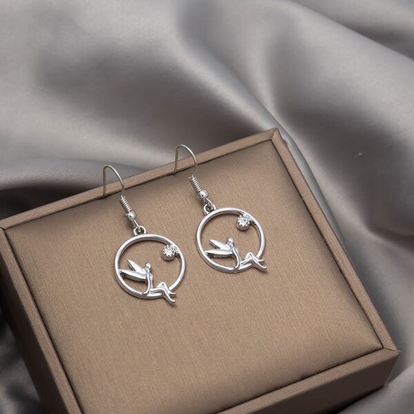 

Hollow Out Round Earrings, Silver