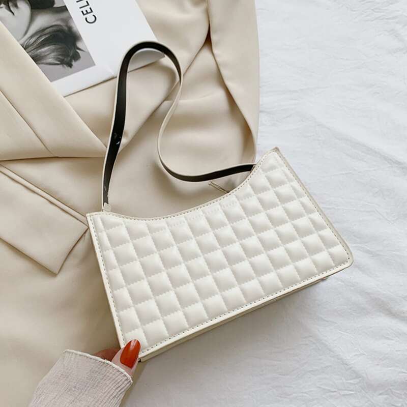 

Quilted Baguette Bag, White