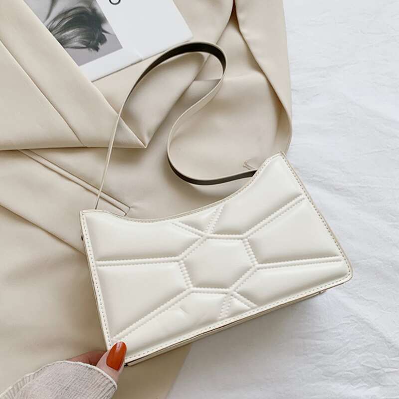 

Quilted Baguette Bag, White
