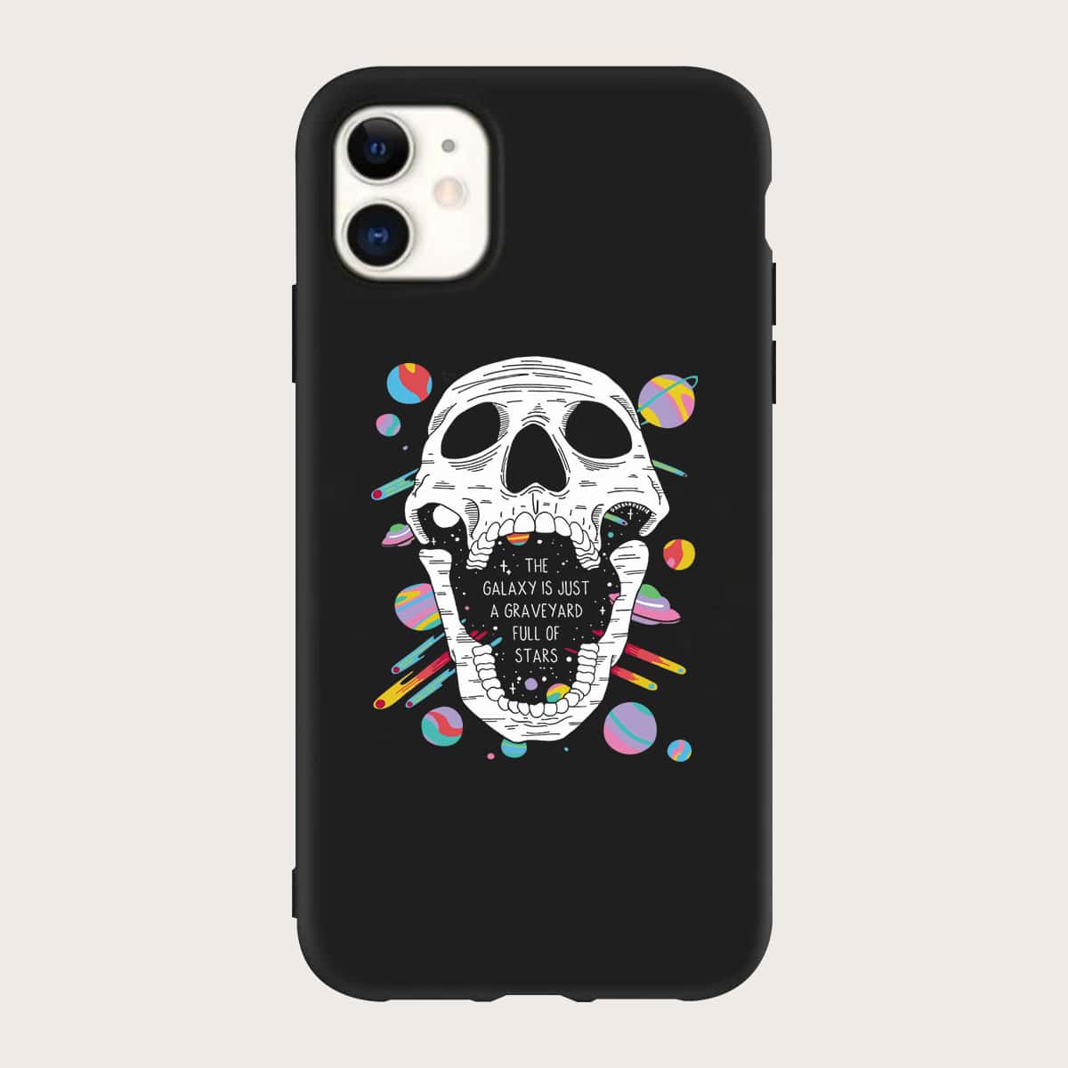 

Skull Graphic Phone Case, Black