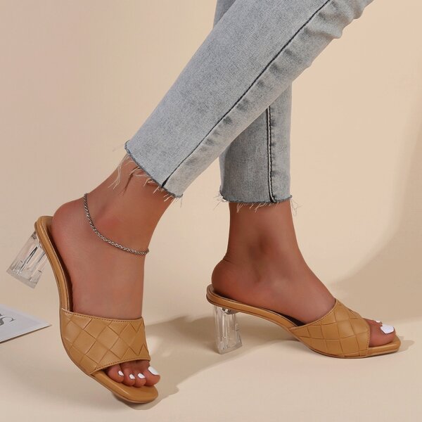 

Minimalist Braided Design Sandal Mules, Apricot