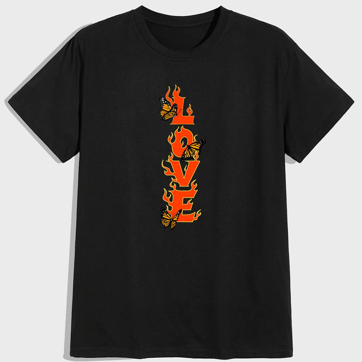 

Guys Letter Butterfly Graphic Tee, Black