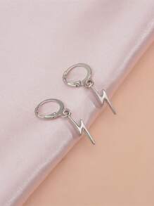 Fashionable and Popular Men Lightning Decor Drop Earrings Alloy for Jewelry Gift and for a Stylish Look - Silver - View 2