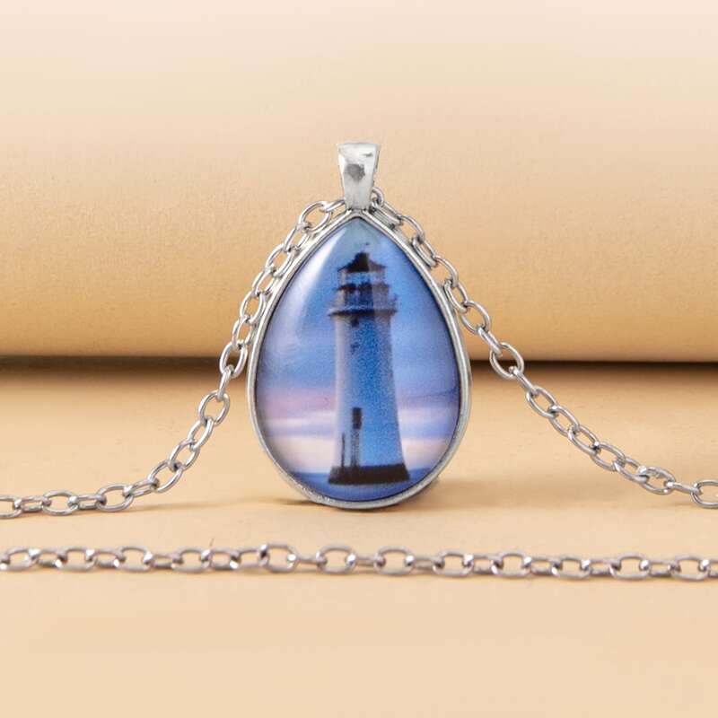 

Water Drop Charm Necklace, Silver