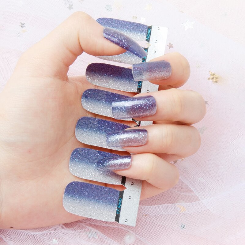 

14pcs Glitter Nail Sticker, Multicolor