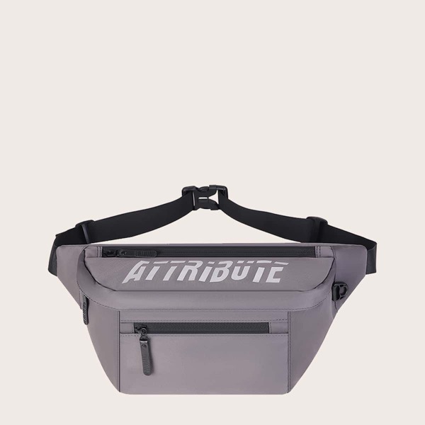 

Men Letter Graphic Fanny Pack, Grey