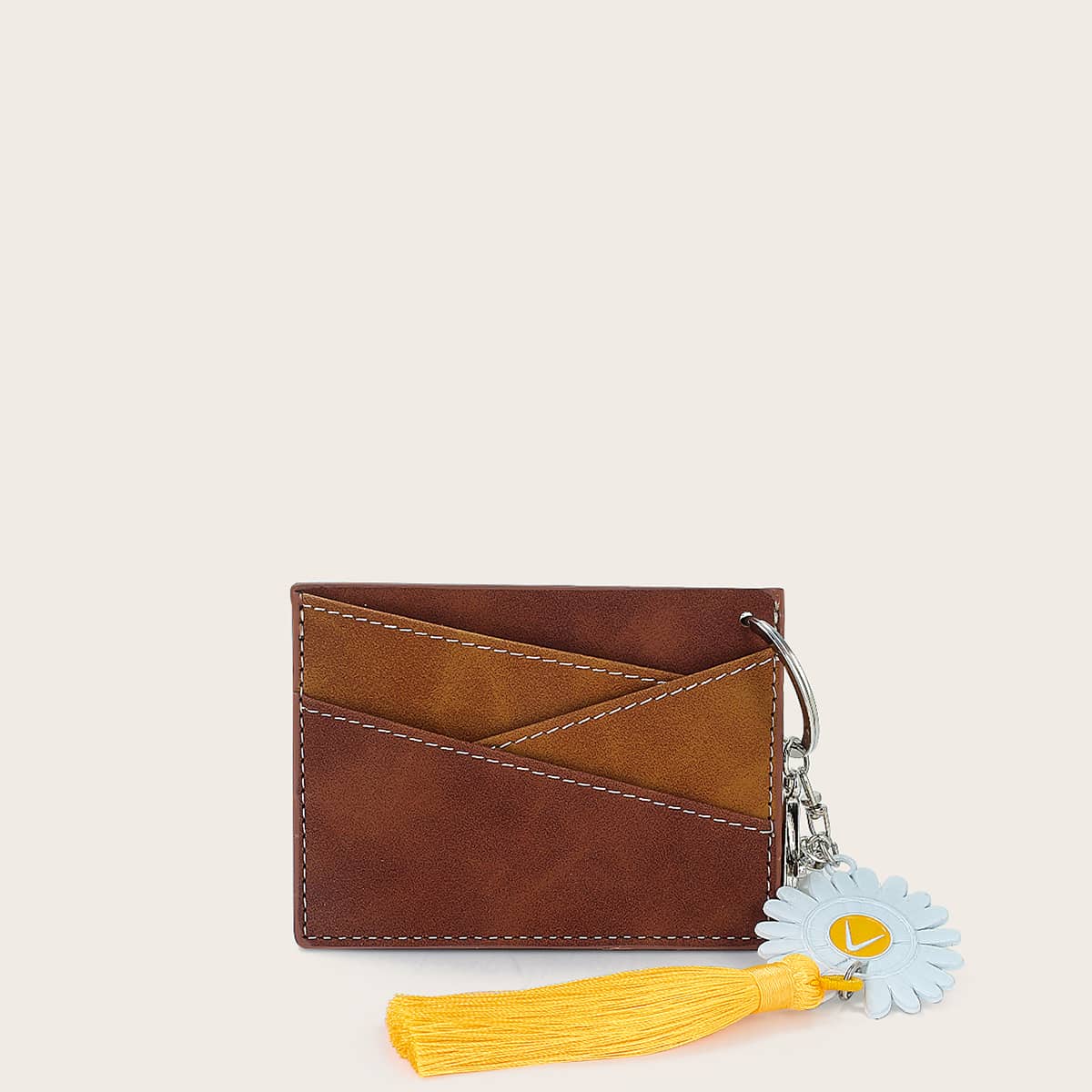 

Colorblock Card Holder, Coffee brown