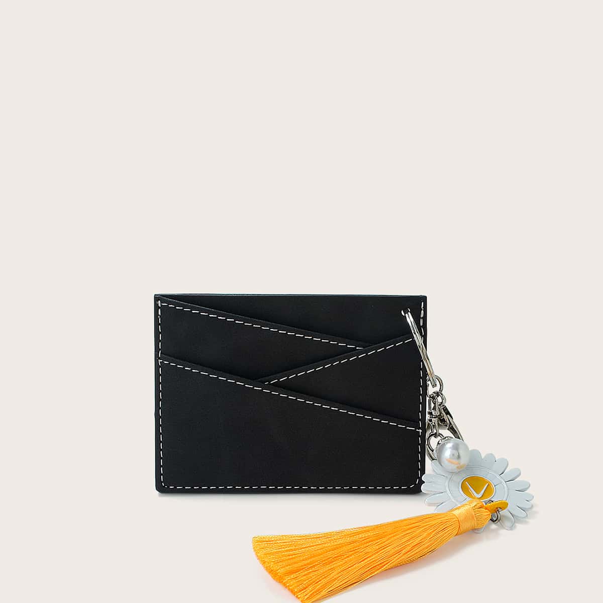 

Tassel Solid Card Holder, Black