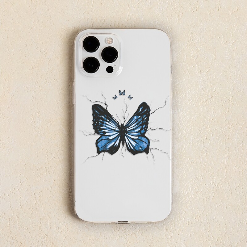 

Butterfly Print Phone Case, White