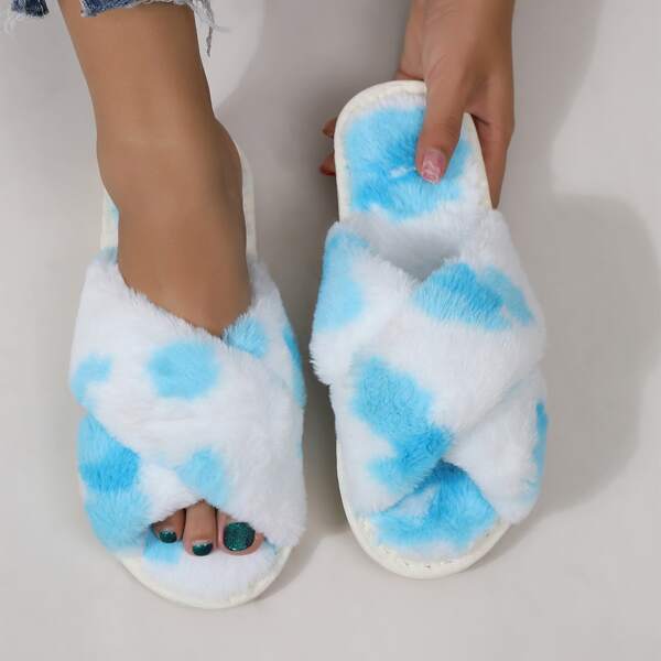 

Tie Dye Fluffy Bedroom Slippers, Multicolor
