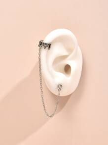 1入組圓球裝飾耳環 - 銀色 - 查看 4