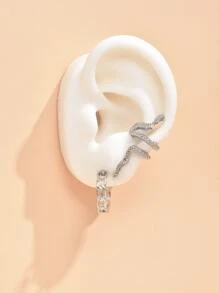 3pcs Snake Design Earrings - Silver - View 4