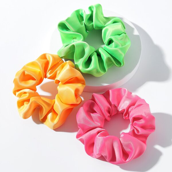 

3pcs Solid Scrunchies, Multicolor