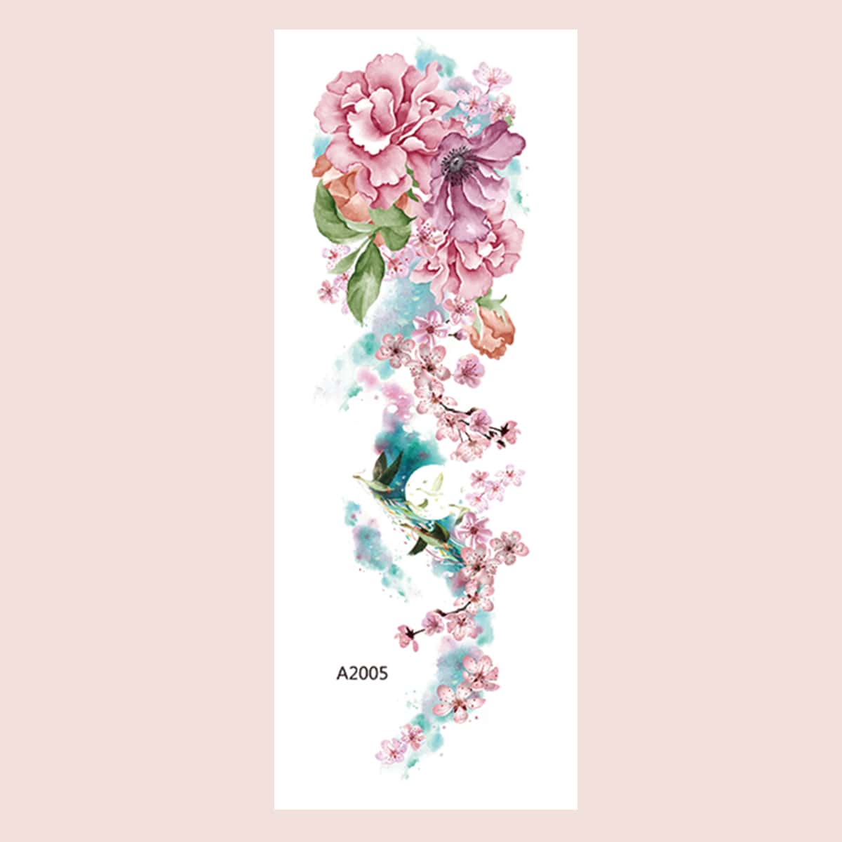 

1sheet Flower Pattern Tattoo Sticker, Multicolor