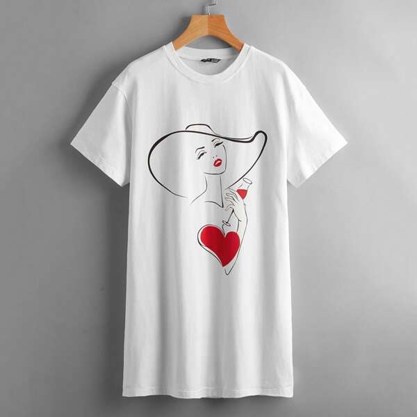 

Figure Graphic Tee Dress, White