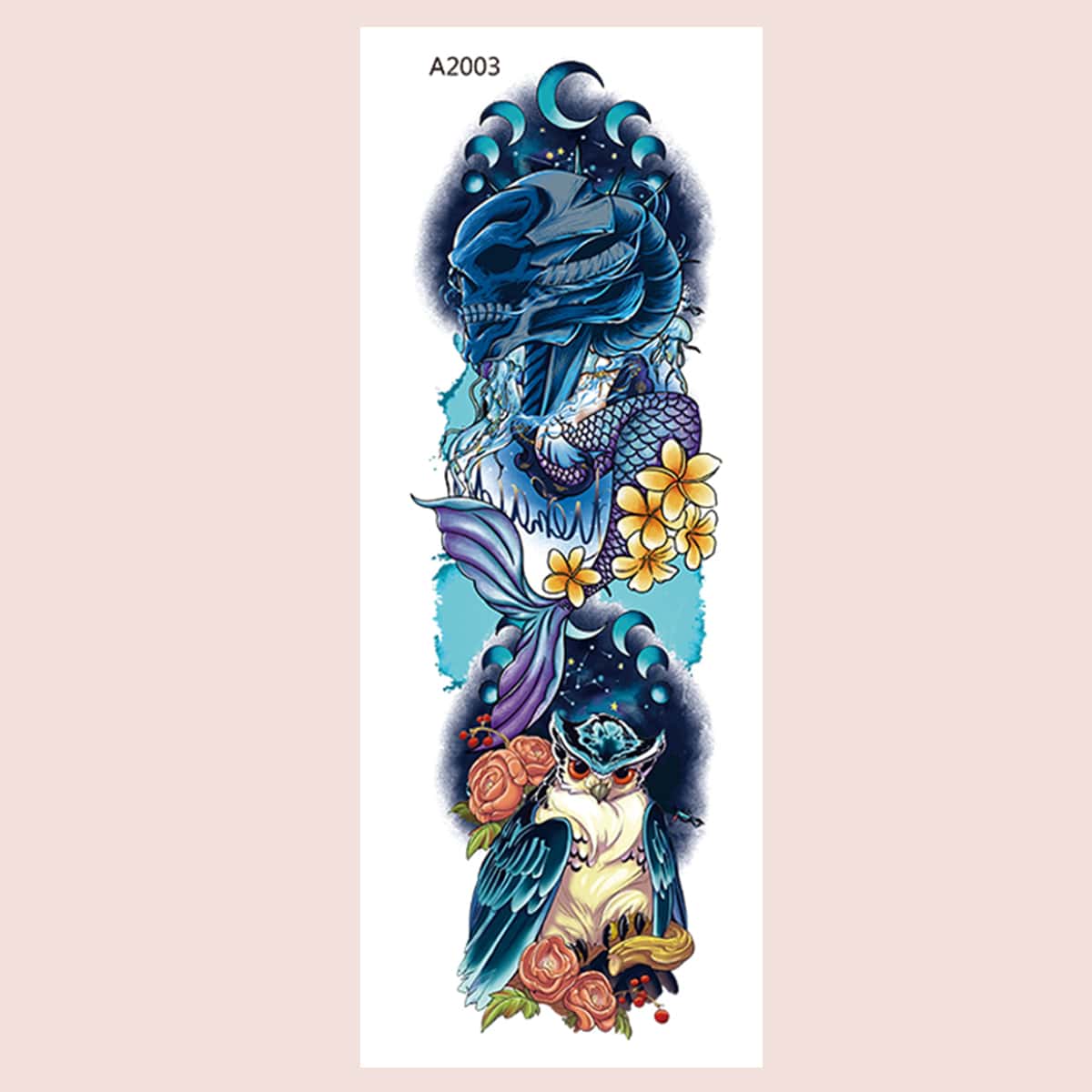 

1sheet Owl Pattern Tattoo Sticker, Multicolor