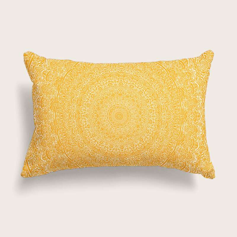 Floral Cushion Cover Without Filler, Yellow