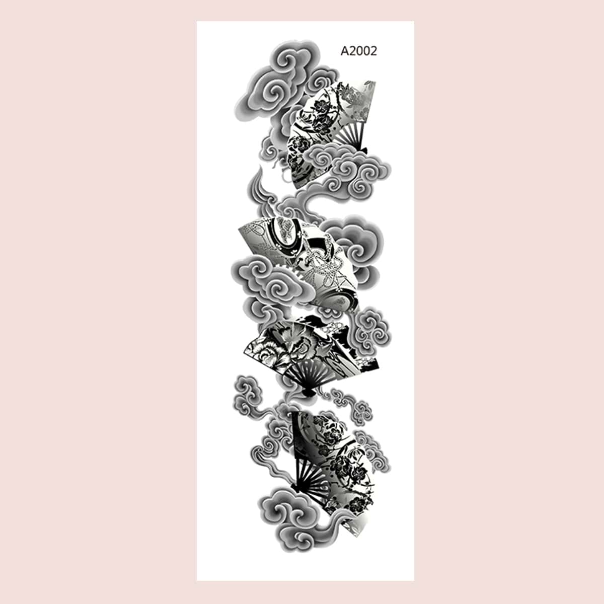 

1sheet Cloud Pattern Tattoo Sticker, Black and white