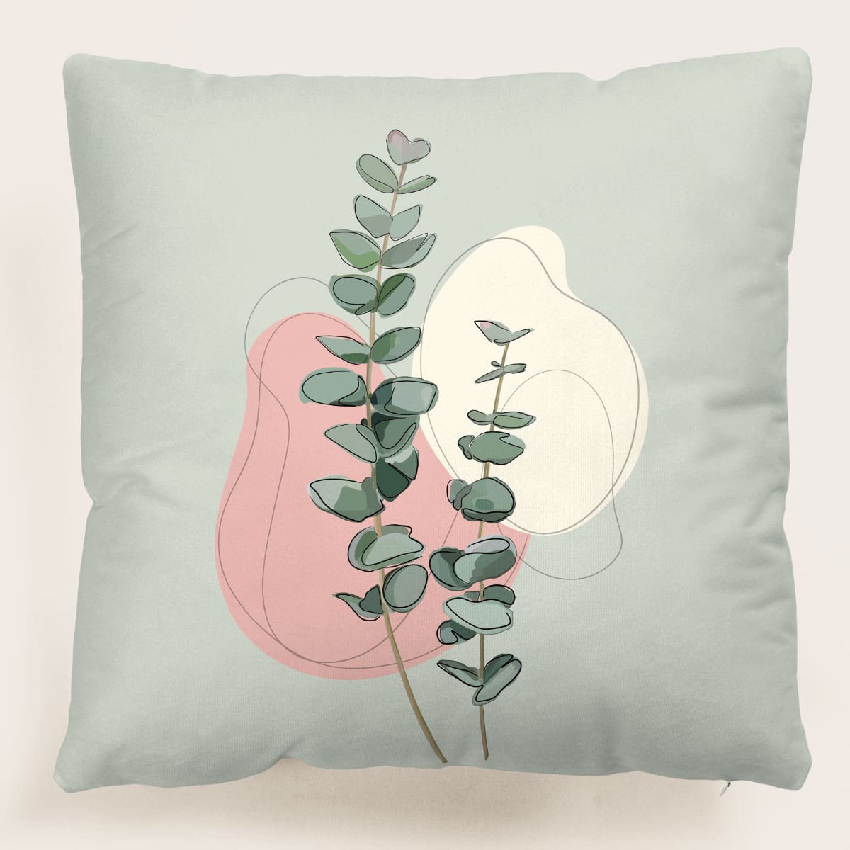

Leaf Cushion Cover Without Filler, Mint green
