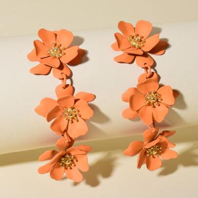 Flower Decor Drop Earrings
