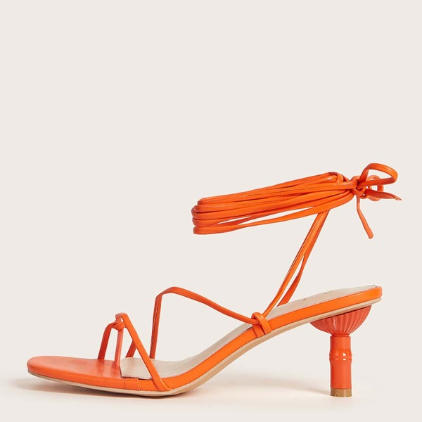 

Open Toe Tie Leg Sandals, Orange