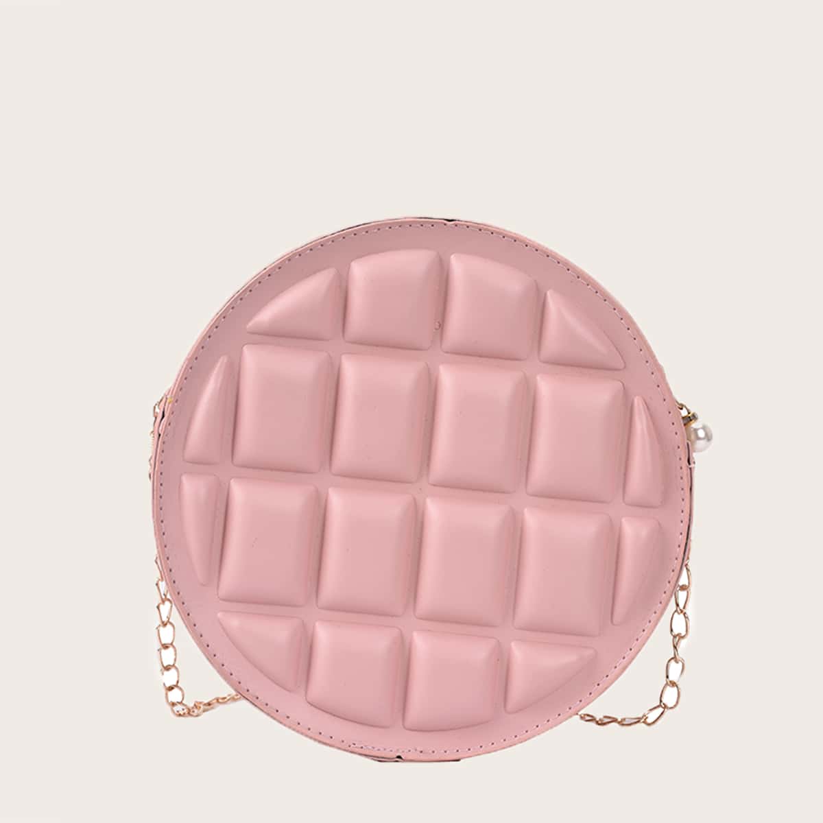 

Quilted Round Crossbody Bag, Baby pink